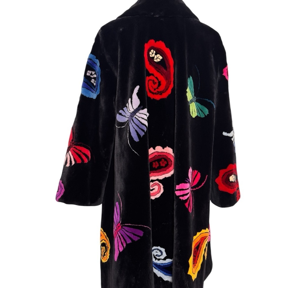 Authentic Zuki Sheared Real Beaver Coat with Butterfly & Paisley Motif - RARE - Picture 7 of 12